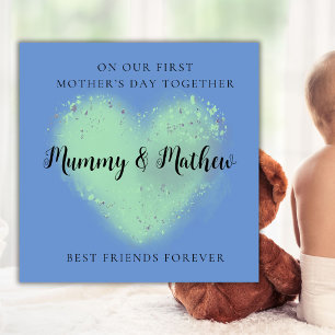 Personalised First Mother's Day Best Friends blue Holiday Card