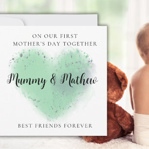 Personalised First Mother's Day Best Friends green Holiday Card