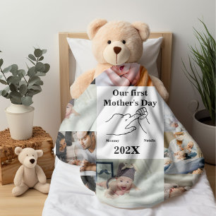 Personalised First Mother's day Photo Collage  Fleece Blanket