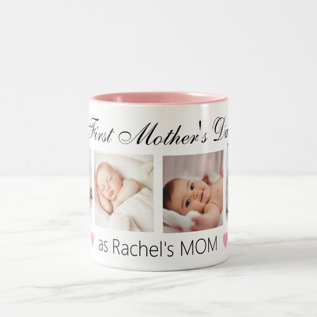 Personalised First Mother's Day Photo Two-Tone Coffee Mug (Center)
