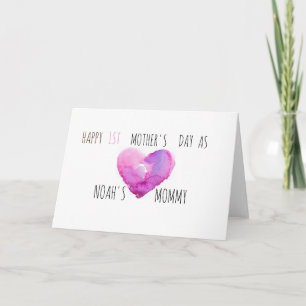 Personalised First Mother's Day Watercolor Heart Card
