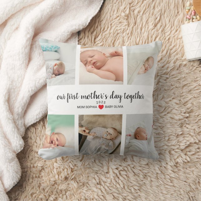 Personalised First Mother's Day With 6 Photos Cushion (Blanket)