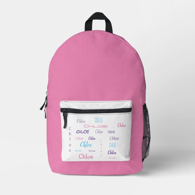 Personalised First Name Custom Printed Backpack (Front)