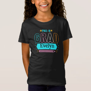 Personalised First Name Pre K Grad Retro for Girls T-Shirt
