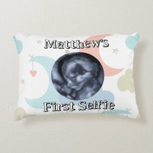 Personalised First Selfie Ultrasound Photo & Name Decorative Cushion