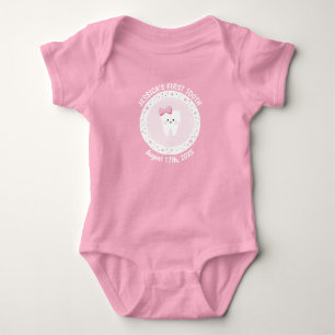 Personalised First Tooth Baby Milestones Outfit. B Bodysuit