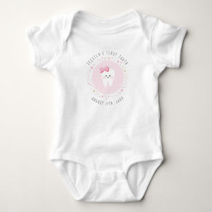 Personalised First Tooth Baby Milestones Outfit. Bodysuit
