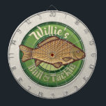 Personalised Fish and Tackle Shop Fishing Angler Dartboard<br><div class="desc">Personalised Fish and Tackle Shop Freshwater Fishing Angler Trolling Fisherman Custom Name Man Cave Decor</div>