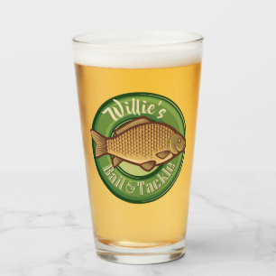Personalised Fish and Tackle Shop Fishing Angler Glass