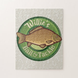 Personalised Fish and Tackle Shop Fishing Angler Jigsaw Puzzle