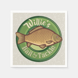 Personalised Fish and Tackle Shop Fishing Angler Napkin