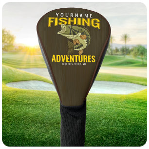 Personalised Fishing Adventures Bass Fish Angler  Golf Head Cover