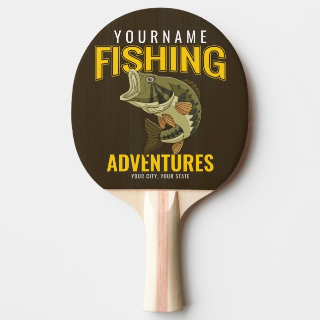 Personalised Fishing Adventures Bass Fish Angler  Ping Pong Paddle (Front)