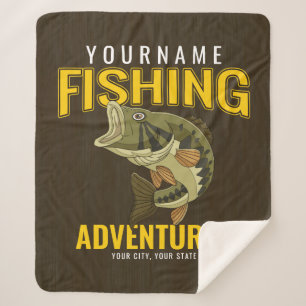 Personalised Fishing Adventures Bass Fish Angler Sherpa Blanket