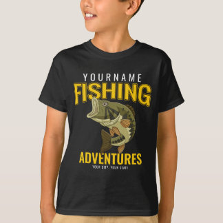 Personalised Fishing Adventures Bass Fish Angler T-Shirt