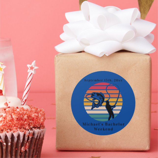 Personalised Fishing Bachelor Weekend  Classic Round Sticker (Party)