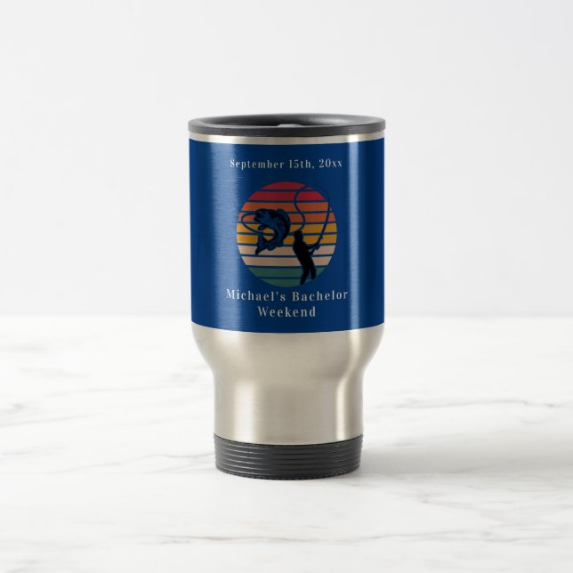 Personalised Fishing Bachelor Weekend  Travel Mug (Center)