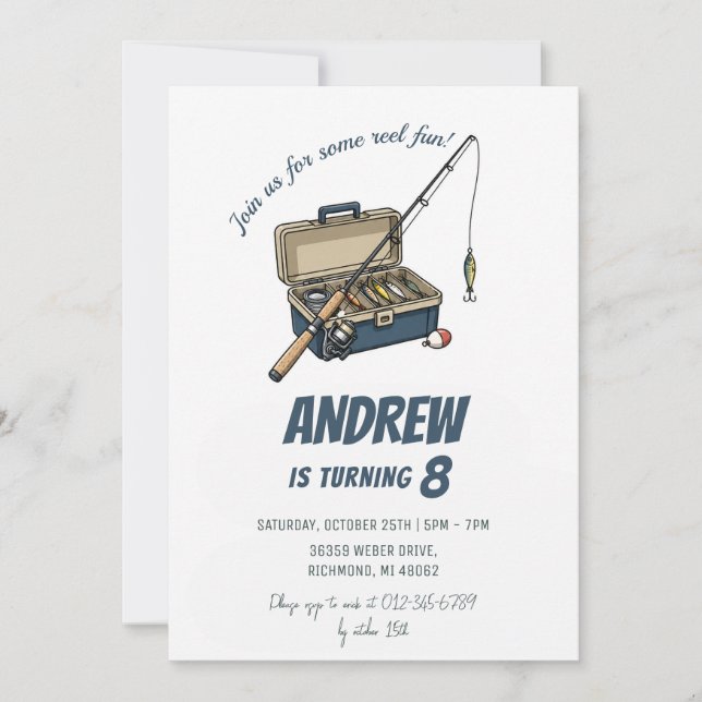 Personalised Fishing Birthday for kid  Invitation (Front)