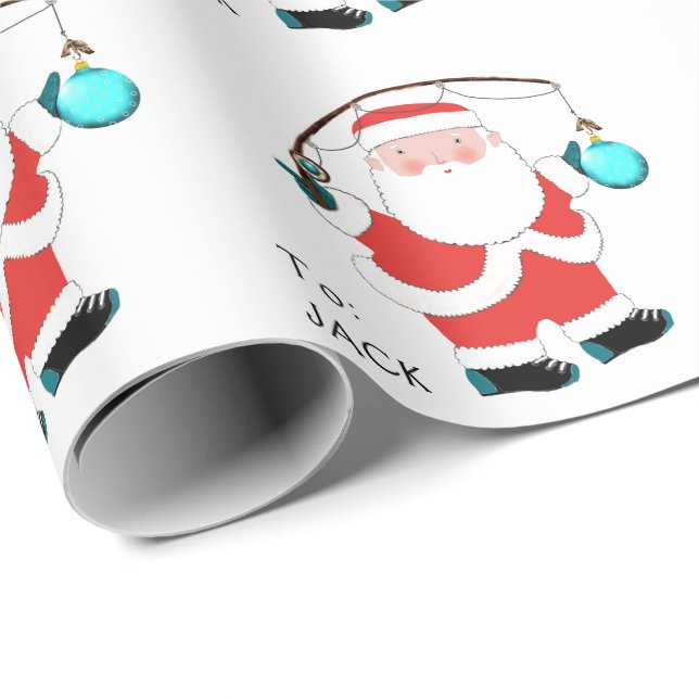 Personalised Fishing Christmas Gift Wrapping Paper (Roll Corner)