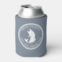 Personalised fishing emblem dusty blue