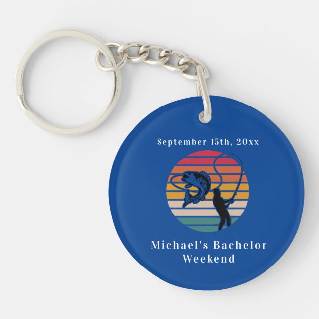 Personalised Fishing Fish Bachelor Weekend  Key Ring (Front)