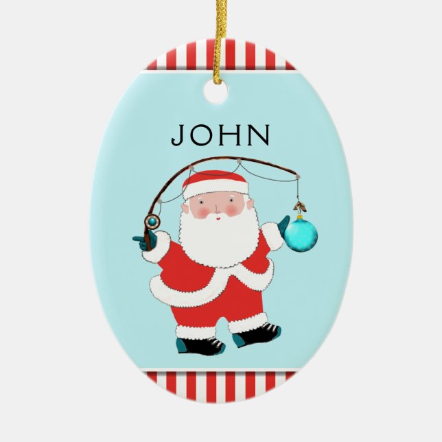 Personalised Fishing Keepsake Ceramic Ornament (Front)