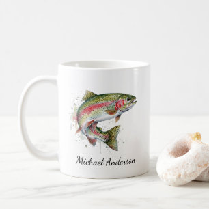 Personalised Fishing Lover – Trout Fishing Design Coffee Mug