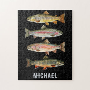 Personalised Fishing Lover  – Trout Fishing Design Jigsaw Puzzle