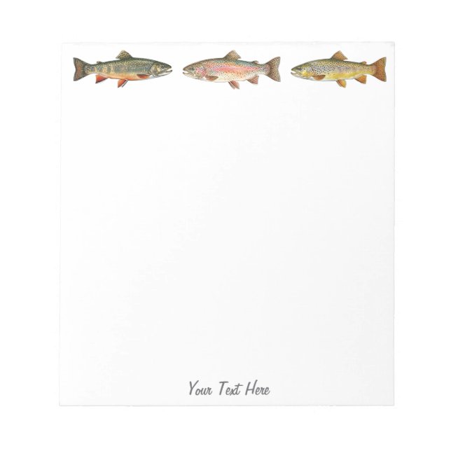 Personalised Fishing Lover  – Trout Fishing Design Notepad (Front)