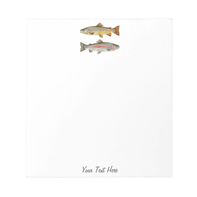 Personalised Fishing Lover  – Trout Fishing Design Notepad (Front)