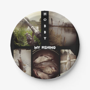 Personalised fishing photo album . 3 ring binder paper plate