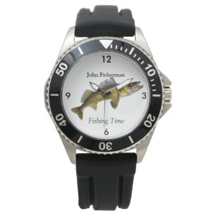 Personalised "Fishing Time" With Walleye Pike Watc Watch