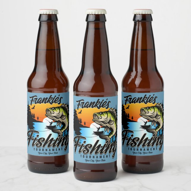 Personalised Fishing Tournament Fish Angler Trout  Beer Bottle Label (Bottles)