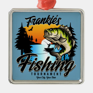 Personalised Fishing Tournament Fish Angler Trout  Metal Tree Decoration