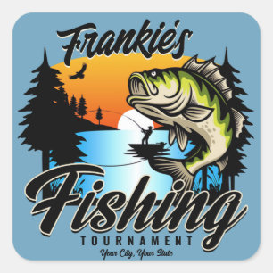 Personalised Fishing Tournament Fish Angler Trout  Square Sticker