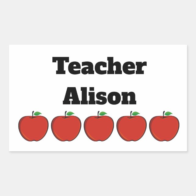 Personalised Five Apple Teacher Stickers (Front)