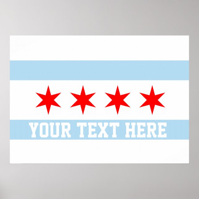 Personalised Flag of Chicago Poster (Front)