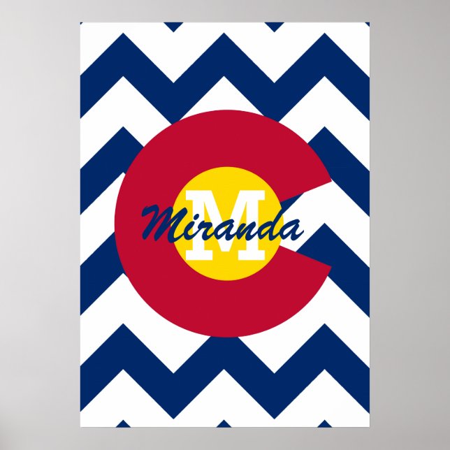 Personalised Flag of Colorado Chevron Pattern Poster (Front)