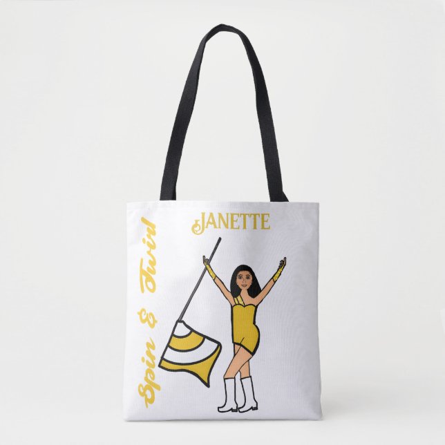 Personalised Flag Tote ( Gold White) B Bag (Front)
