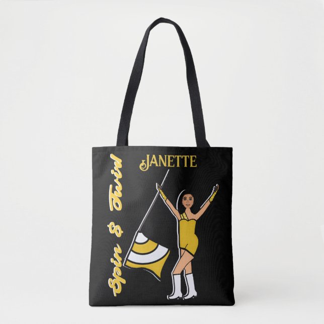 Personalised Flag Tote ( Gold White) Bag (Front)