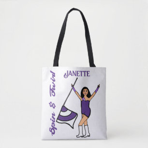 Personalised Flag Tote ( Purple White) B Bag