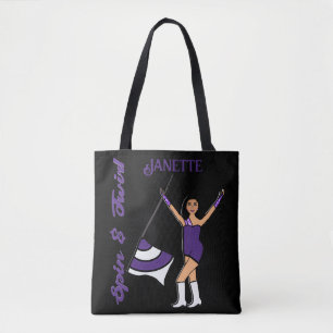 Personalised Flag Tote ( Purple White) Bag