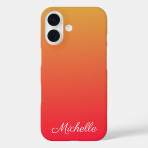 Personalised flame red and yellow ombre iPhone 16 case