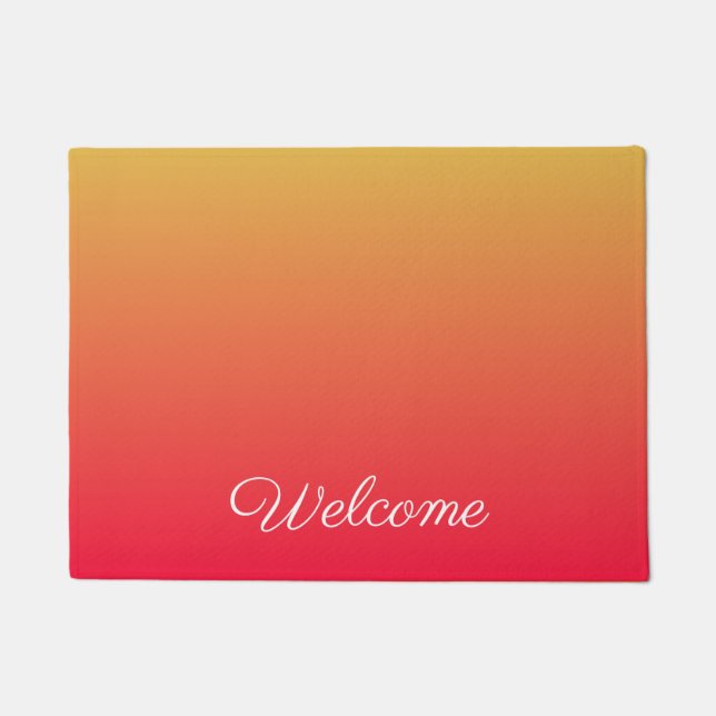 Personalised flame red and yellow ombre doormat (Front)