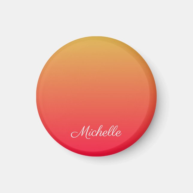 Personalised flame red and yellow ombre magnet (Front)