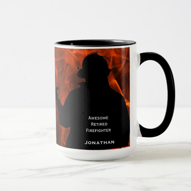 Personalised Flames Firefighter Retirement Mug (Right)