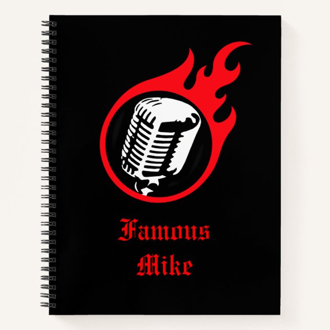 Personalised Flaming Mic Notebook (Front)