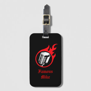 Personalised Flaming Microphone Luggage Tag