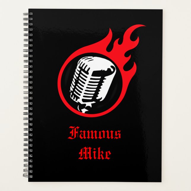 Personalised Flaming Microphone Planner (Front)