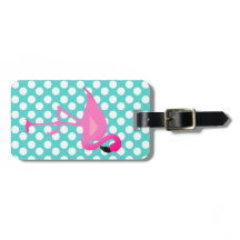 Personalised Flamingo and Polka Dot Luggage Tag